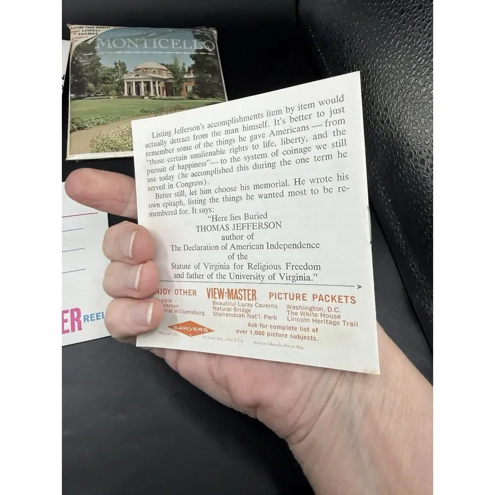 Sawyer's View-Master # A827 MONTICELLO, VIRGINIA Home of Thomas Jefferson